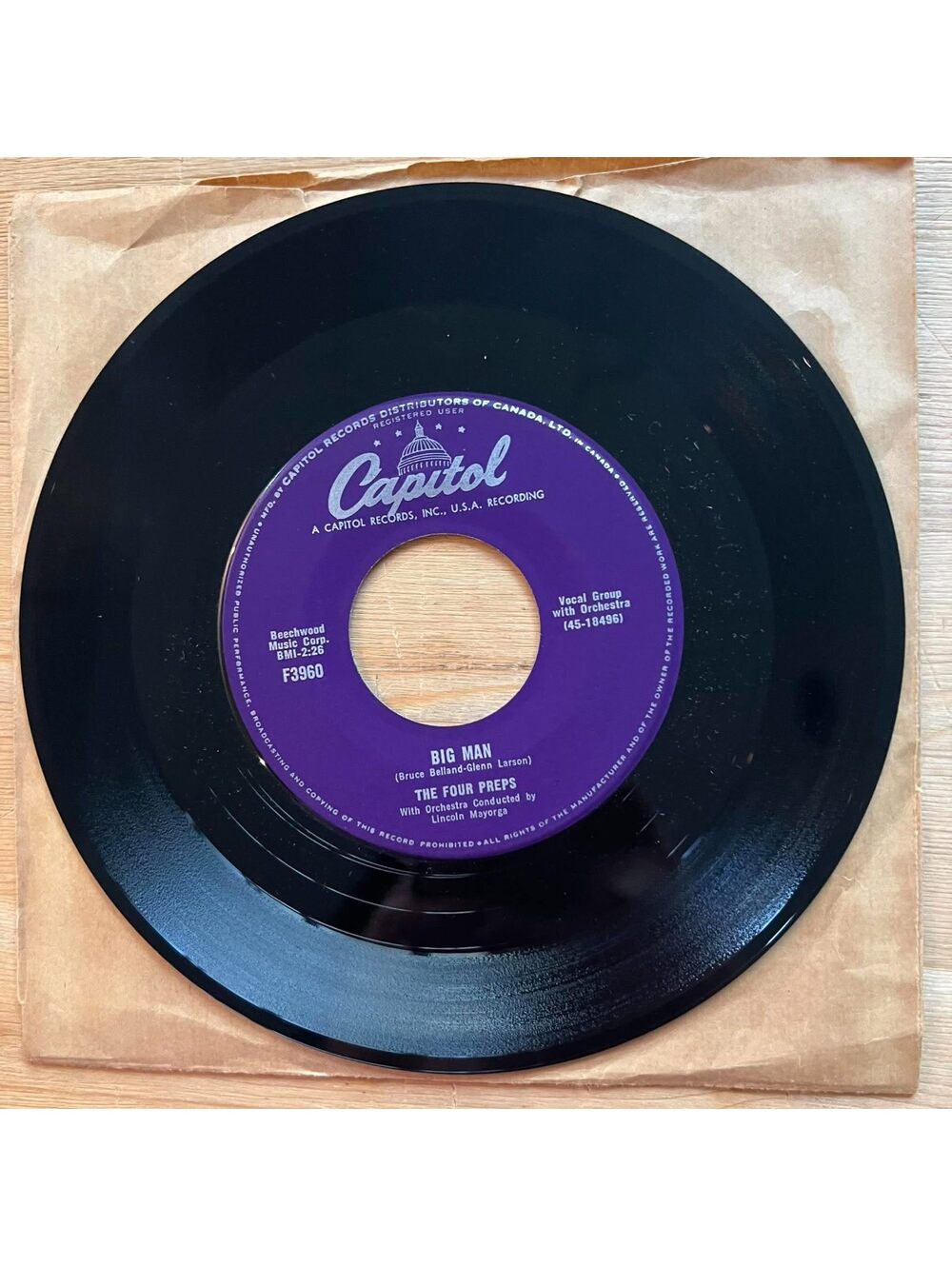 The Four Preps - Big Man/Stop, Baby 45rpm VG+ R20